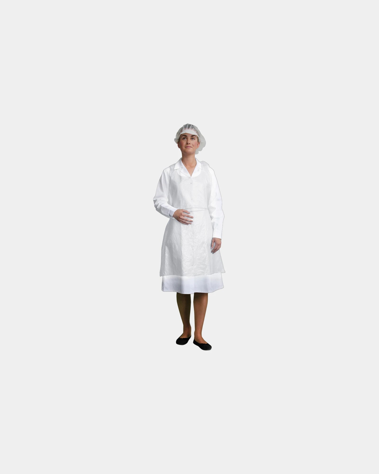 Wegwerpschort PE met tailleband om te personaliseren - Wit