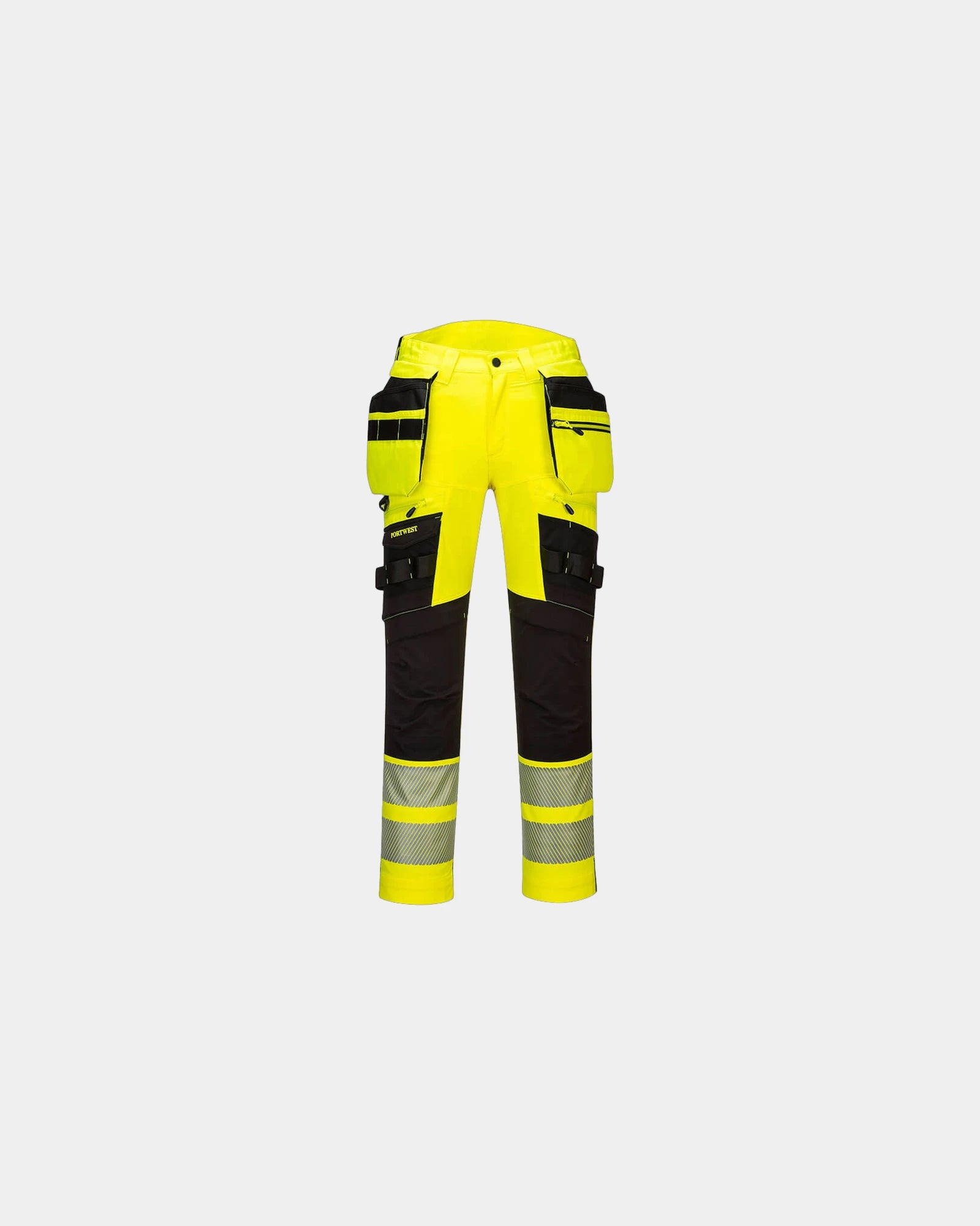 Hi-vis werkbroek stretch afneembare om te personaliseren - Geel-Zwart