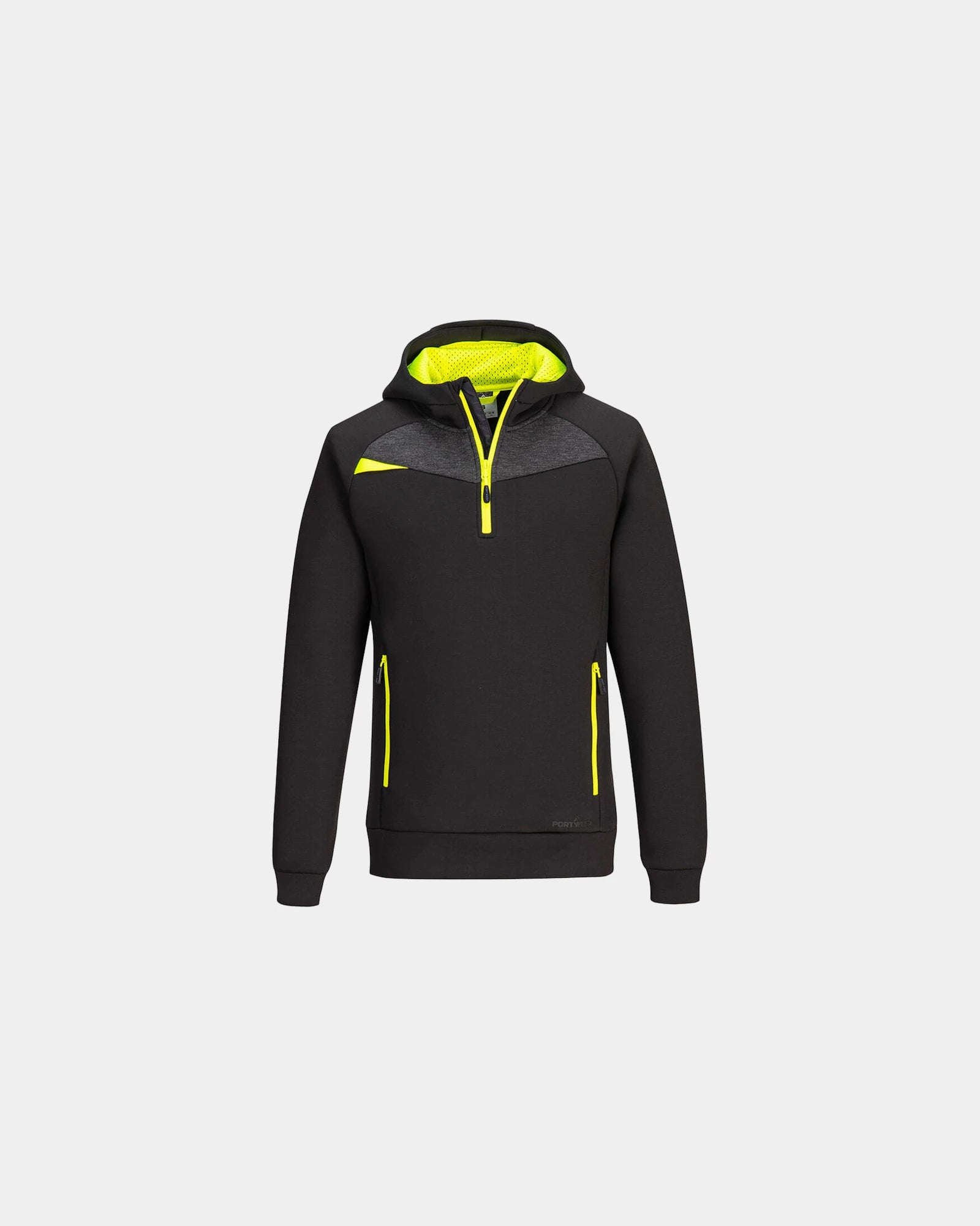 Hoodie met quarter zip polyester om te personaliseren - Zwart-Hemelsblauw