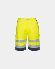 Bermuda HiVis polycoton om te personaliseren - Geel-Marineblauw