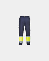 Combatbroek Hi-Vis polycotton 245 g/m² om te personaliseren - Geel-Marineblauw