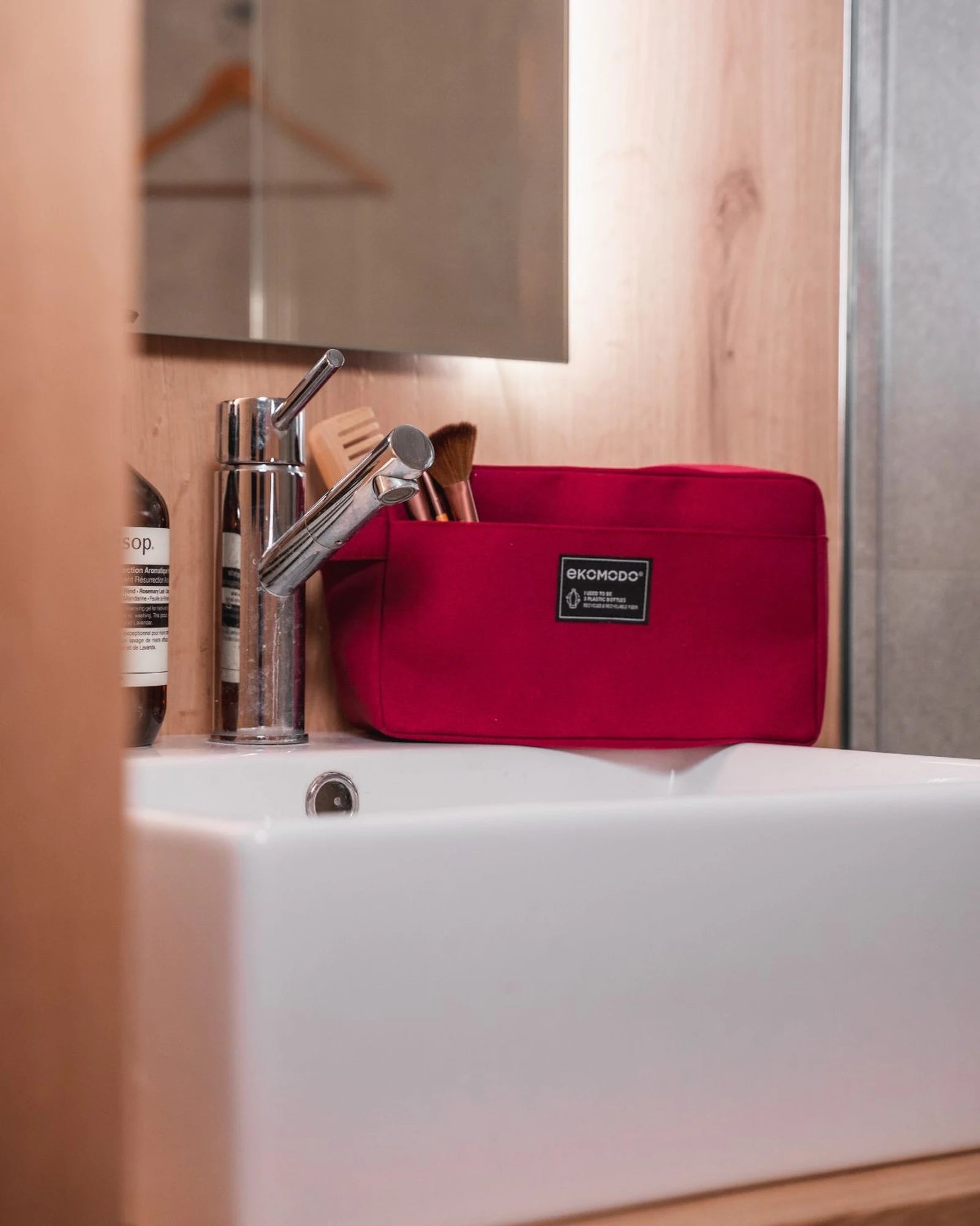 Toilettas gerecycled PET Ekomodo Apain om te personaliseren