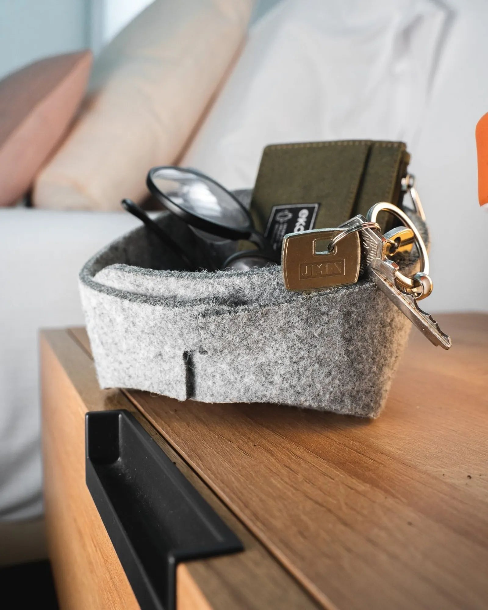 Opbergmandje gerecycled vilt Biru om te personaliseren