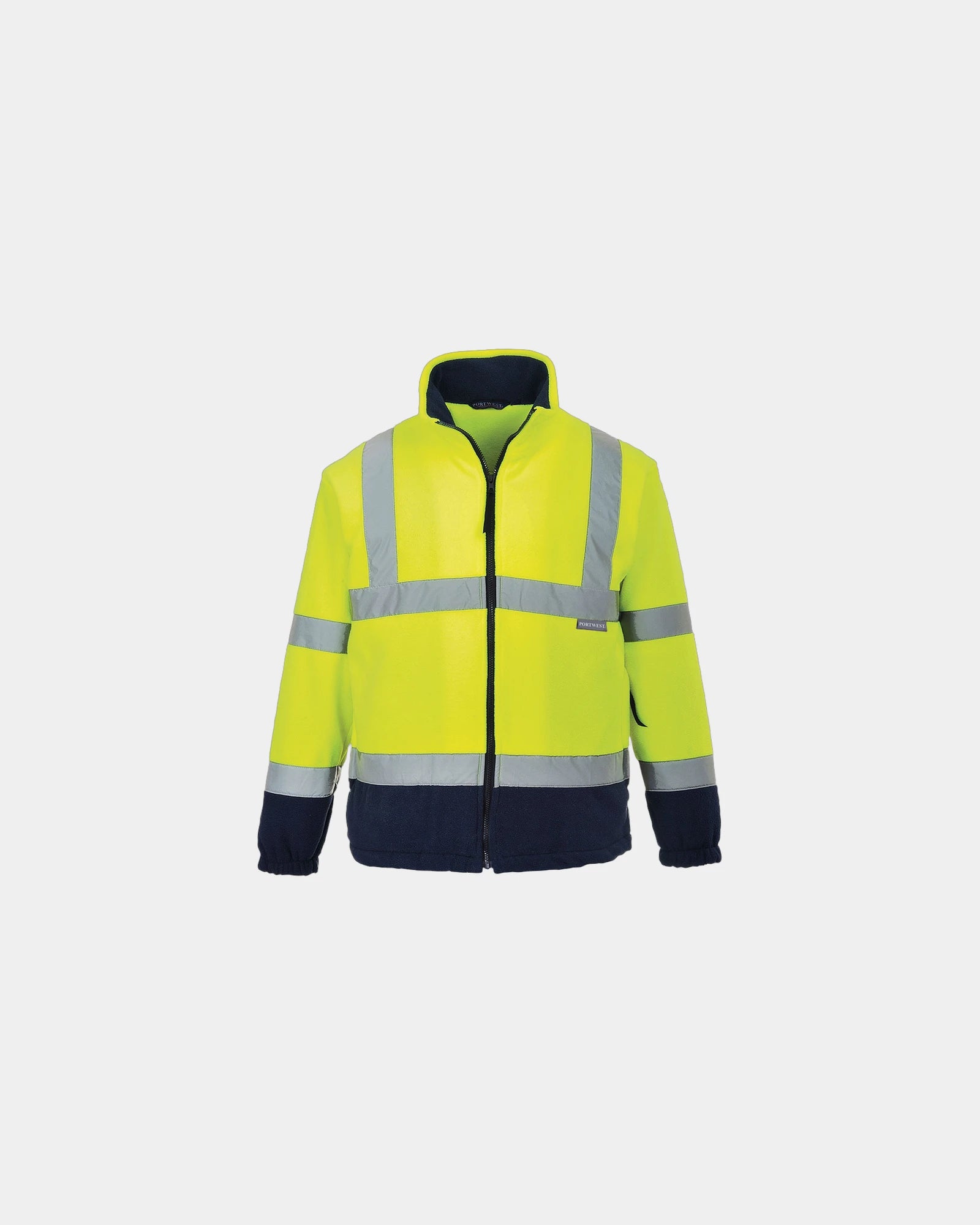 Fleecejack HiVis tweekleurig om te personaliseren - Geel-Marineblauw