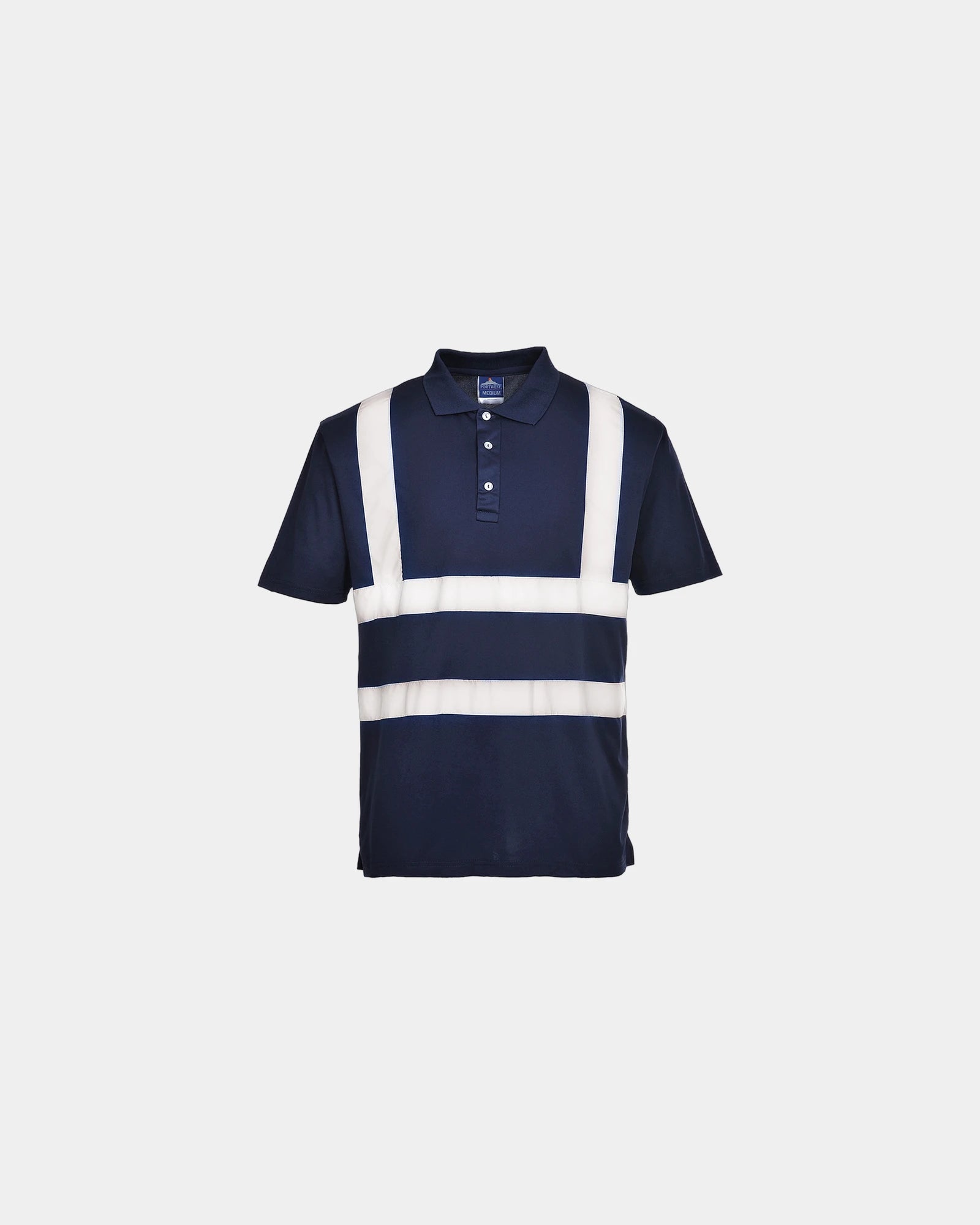 Polo ademend reflecterend hi-vis Iona om te personaliseren - Marineblauw