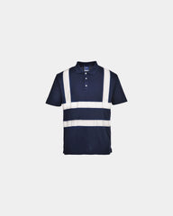 Polo ademend reflecterend hi-vis Iona om te personaliseren - Marineblauw