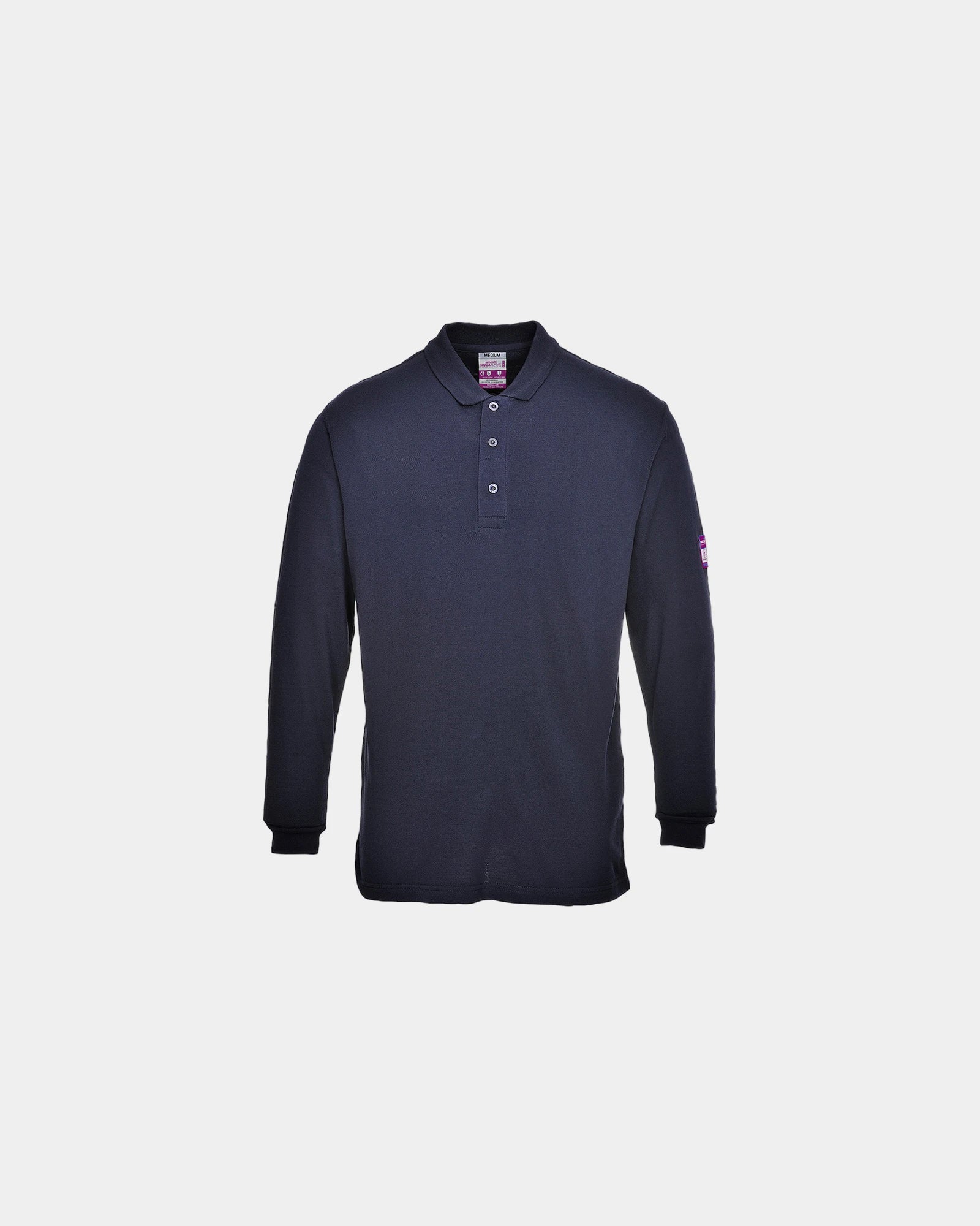 Polo lange mouwen antistatisch om te personaliseren - Marineblauw