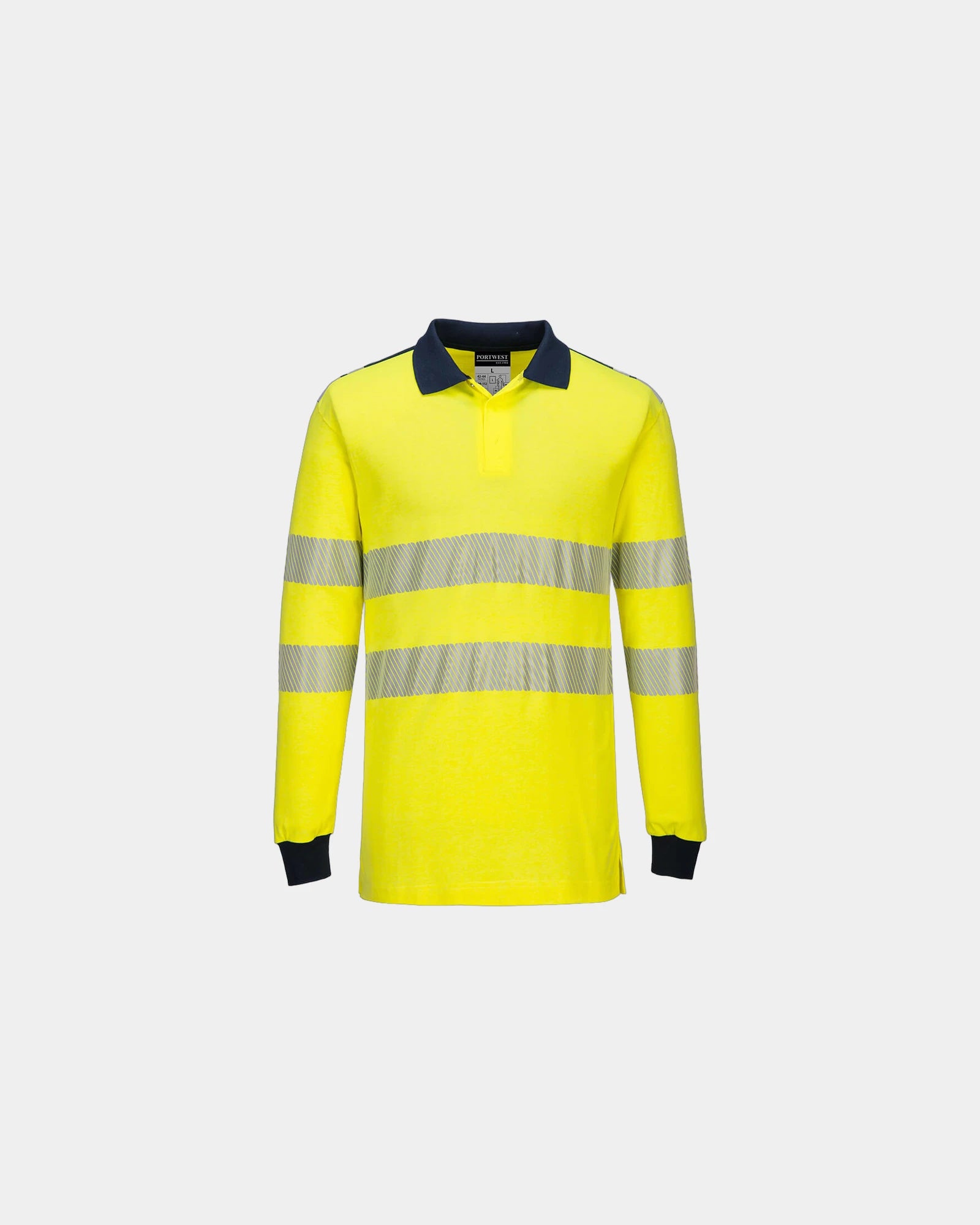 Polo hoge zichtbaarheid vlamvertragend om te personaliseren - Geel-Marineblauw