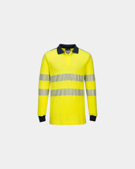 Polo hoge zichtbaarheid vlamvertragend om te personaliseren - Geel-Marineblauw