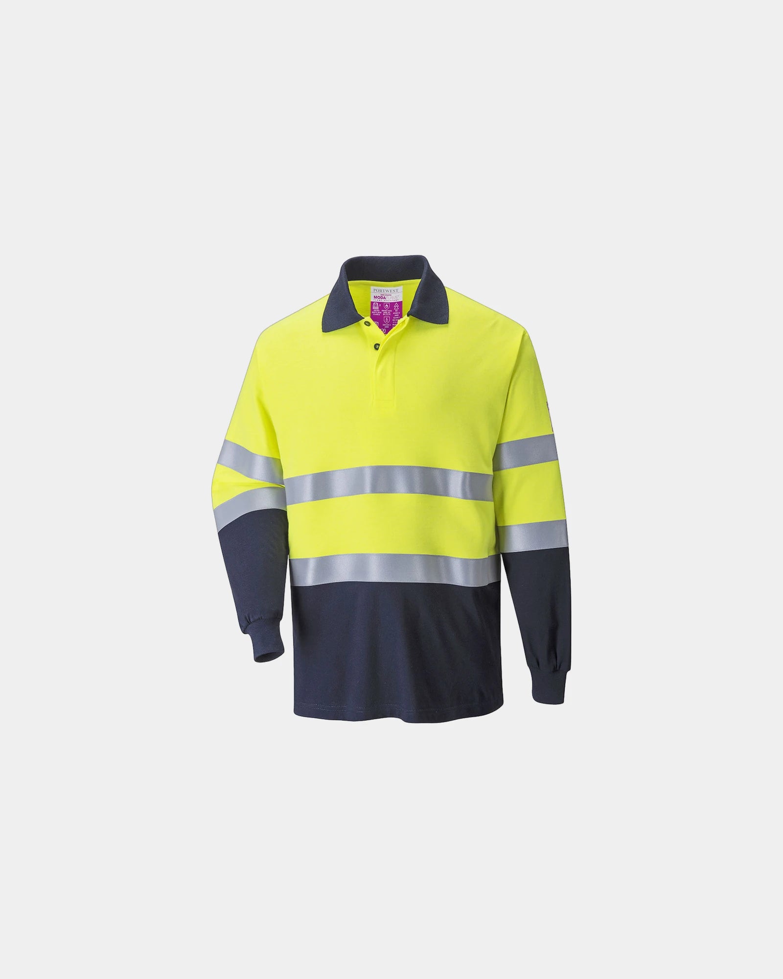 Polo tweekleurig antistatisch om te personaliseren - Geel-Marineblauw