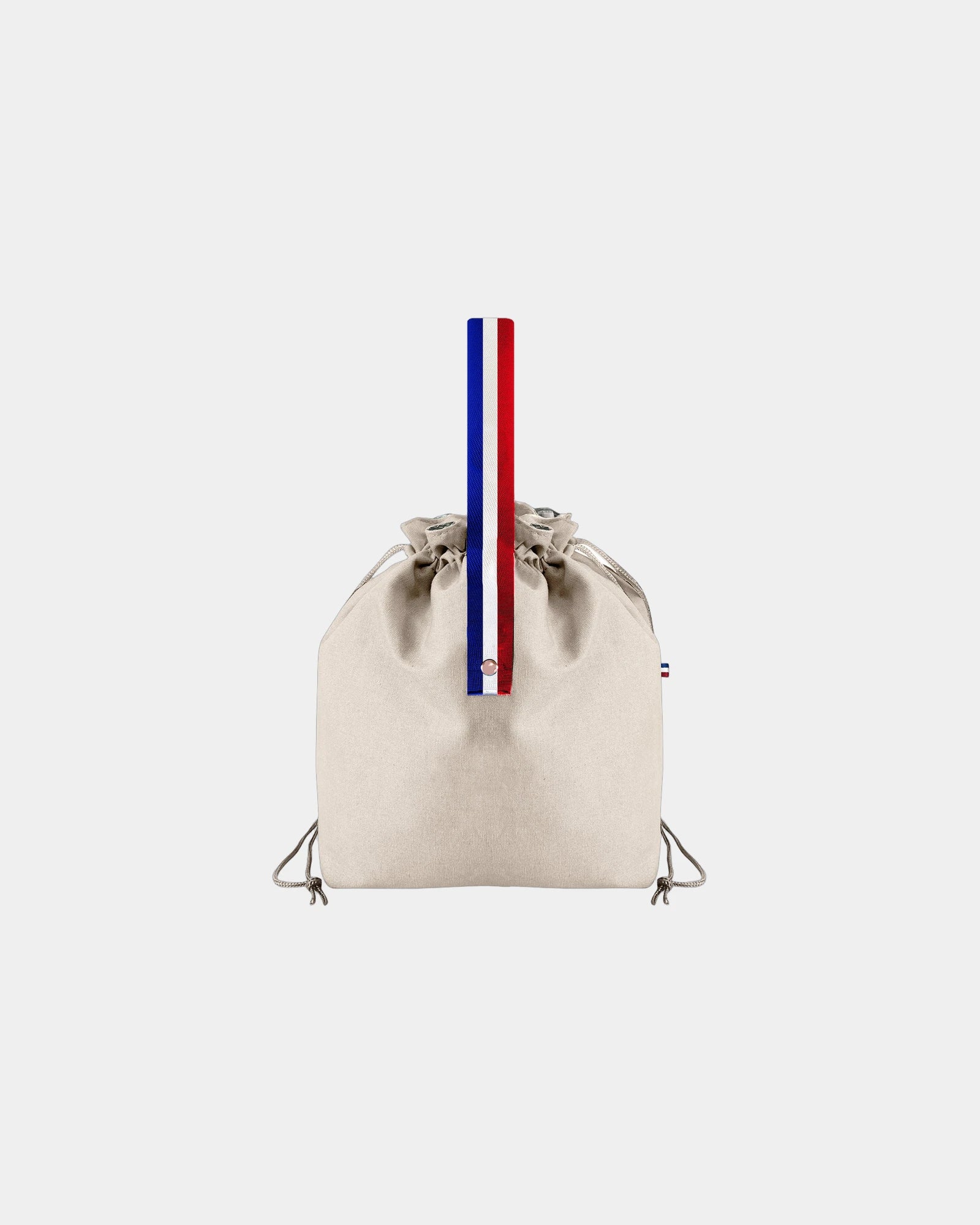 Trekkoordtas gerecycled katoen Goodjour om te personaliseren - Beige-Marineblauw