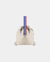 Trekkoordtas gerecycled katoen Goodjour om te personaliseren - Beige-Marineblauw