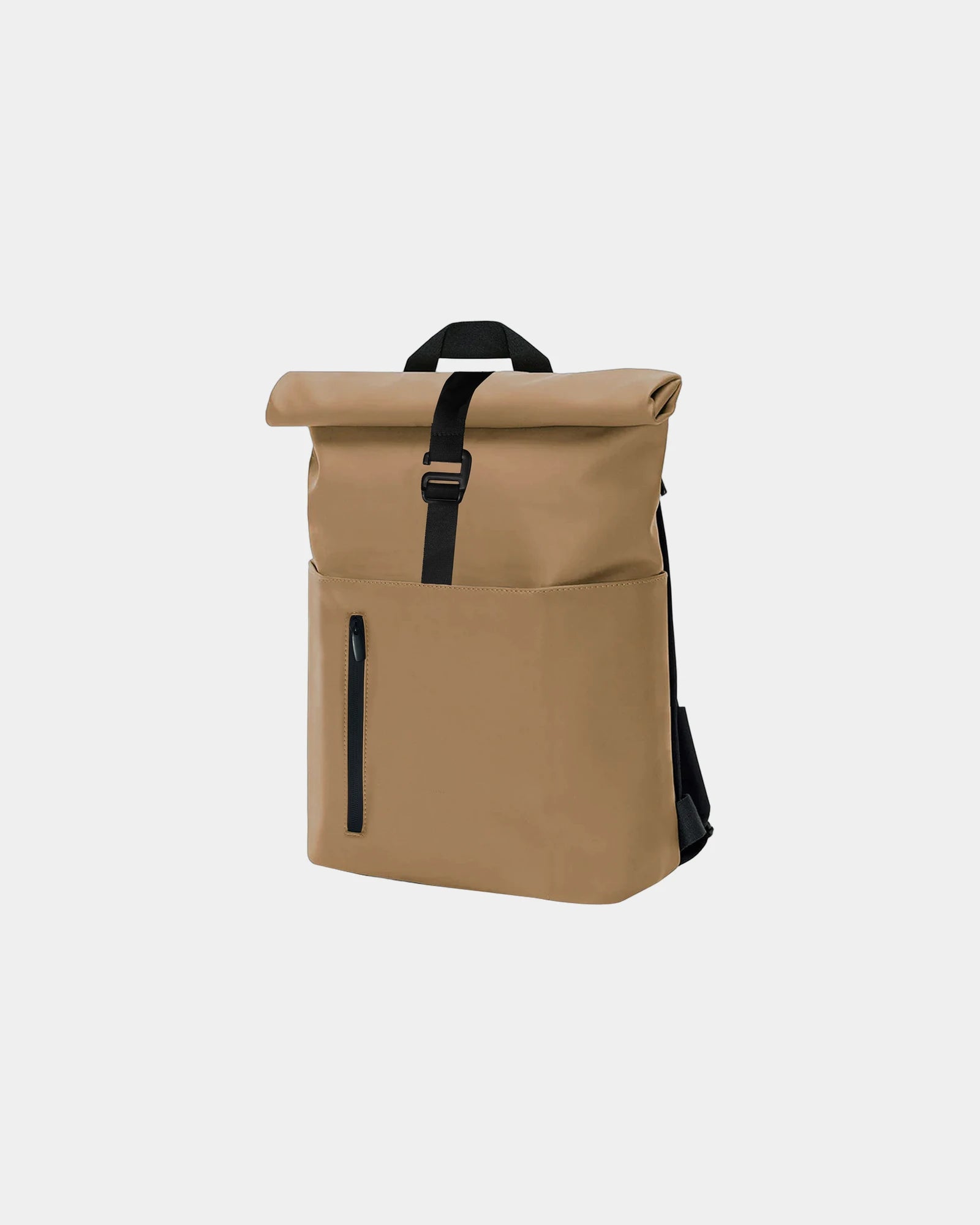 Gerecyclede rugzak polyurethaan rolltop om te personaliseren - Beige-Zwart
