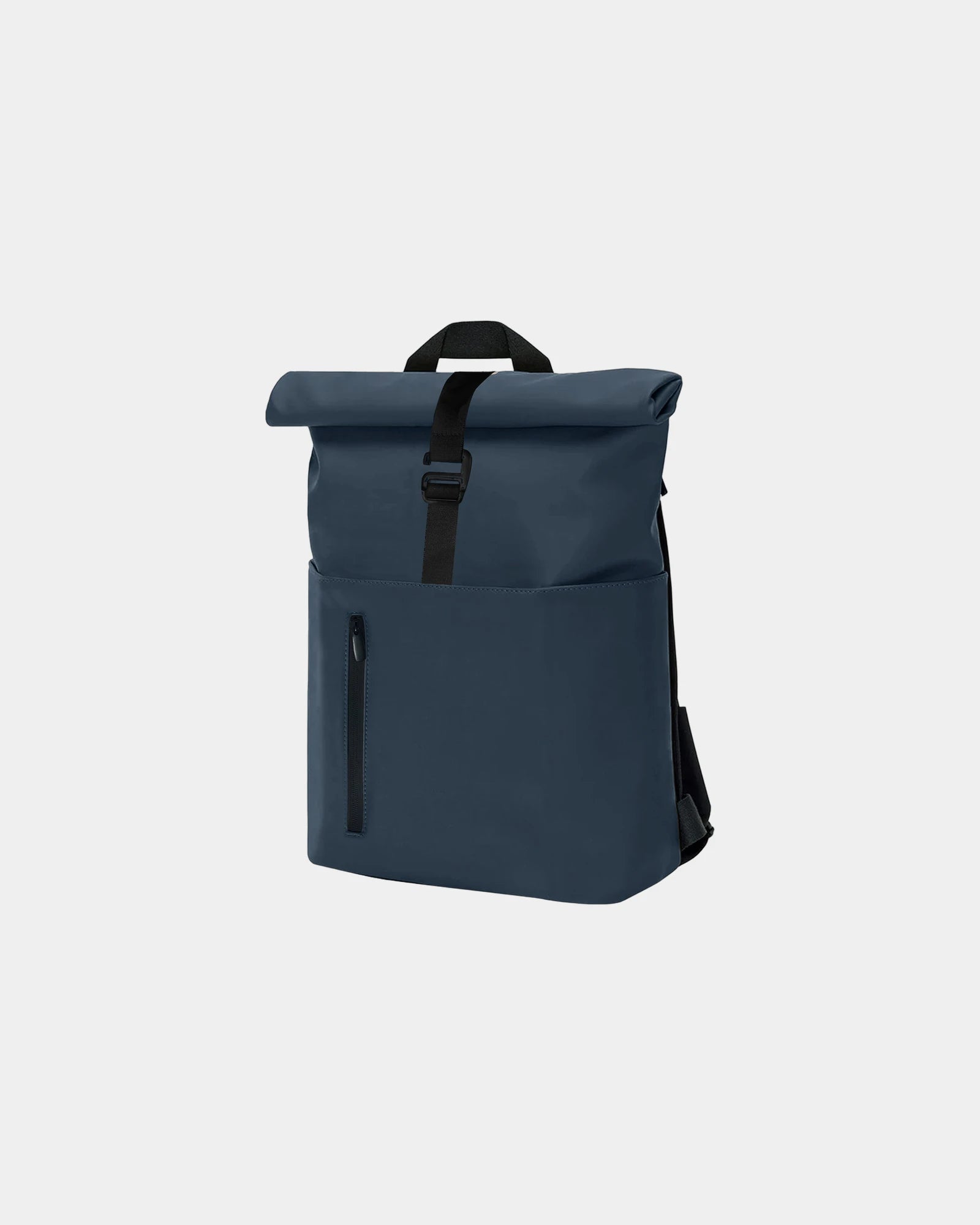 Gerecyclede rugzak polyurethaan rolltop om te personaliseren - Marineblauw-Zwart
