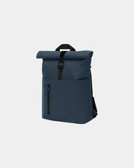 Gerecyclede rugzak polyurethaan rolltop om te personaliseren - Marineblauw-Zwart