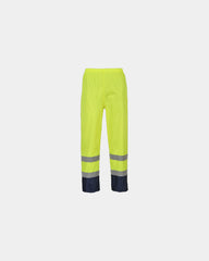 Regenbroek Hi-Vis waterdicht polyester om te personaliseren - Geel-Marineblauw