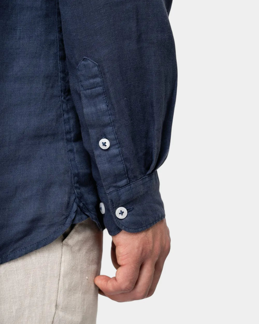 Gewassen overhemd met Mao-kraag voor heren om te personaliseren - 5