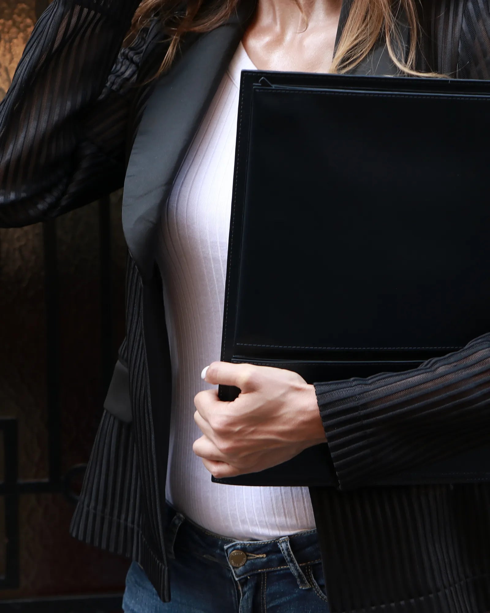 Laptoptas gerecycled leer Flat 15" om te personaliseren - 5