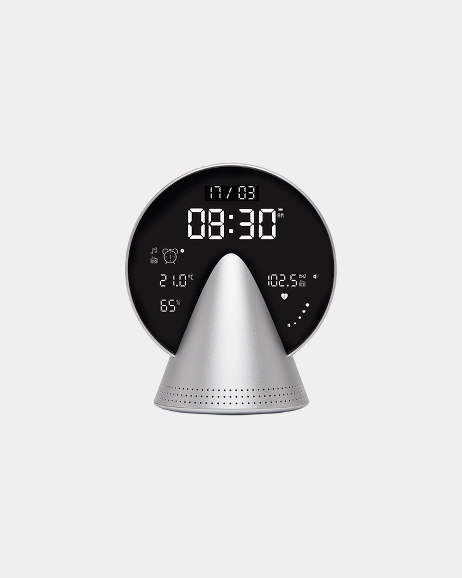 Wekkerradio Conic Clock met Bluetooth om te personaliseren - gletsjeraluminium