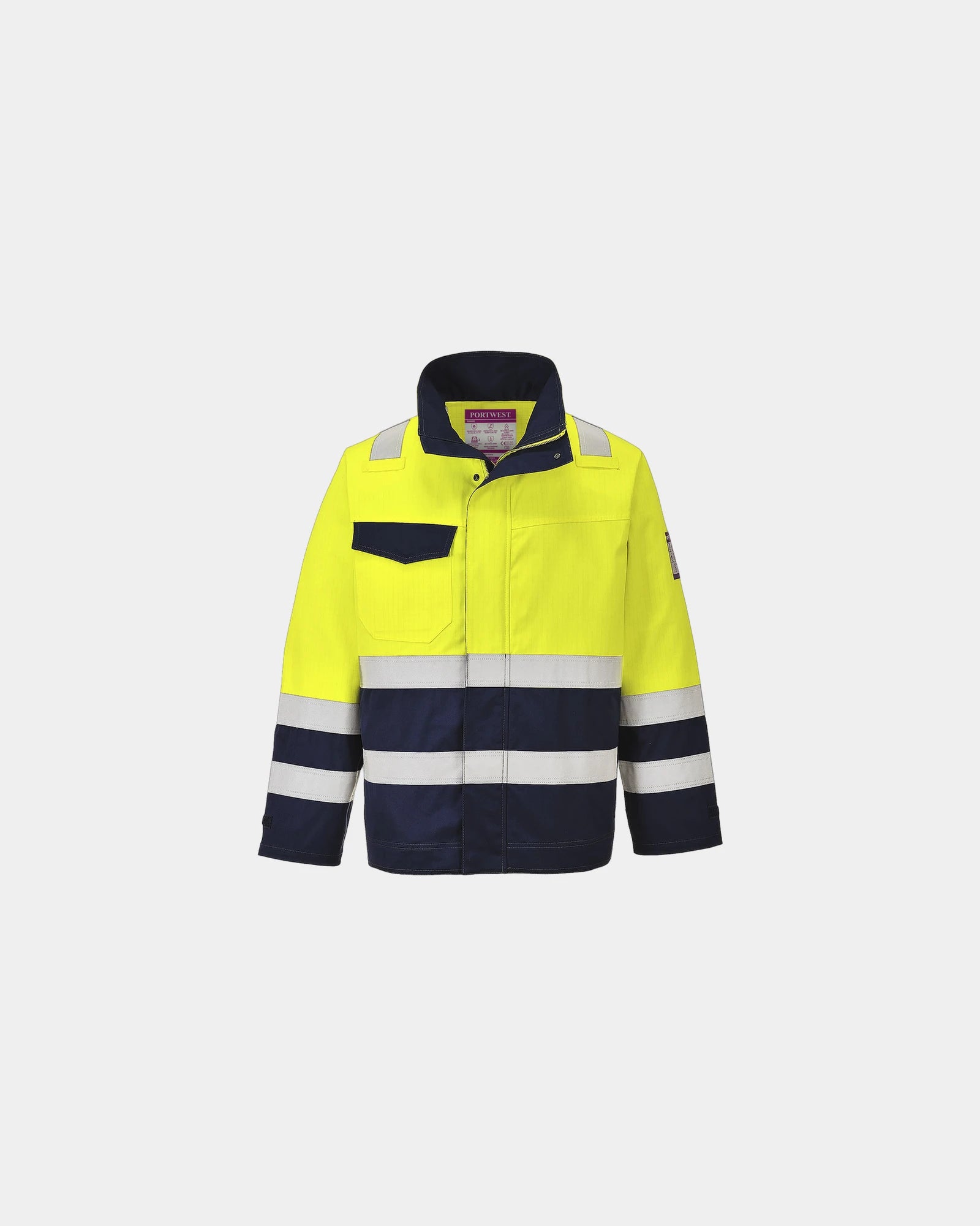 Hi-vis jas modacryl om te personaliseren - Geel-Marineblauw