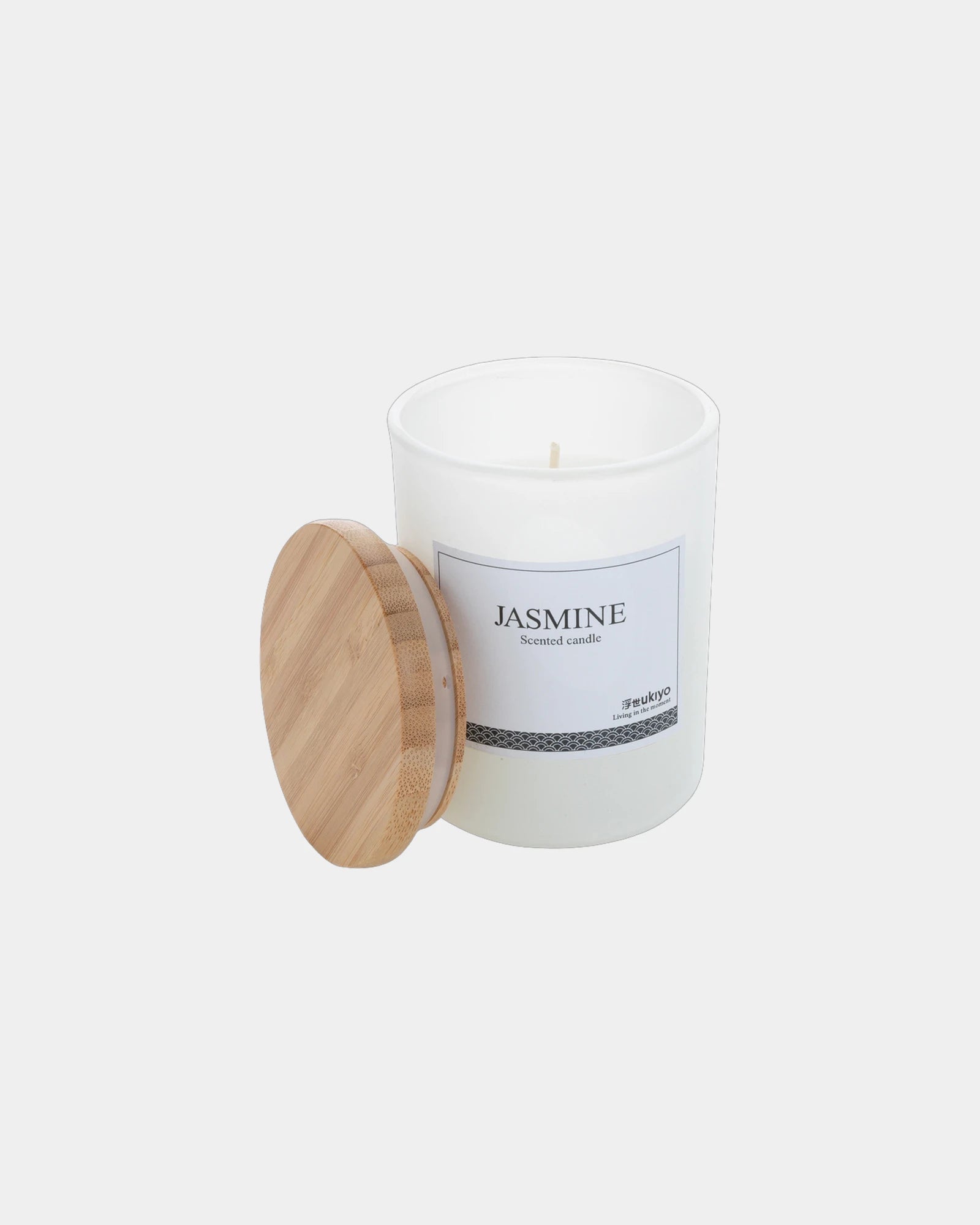 Geurkaars met bamboe deksel jasmijn om te personaliseren - Wit