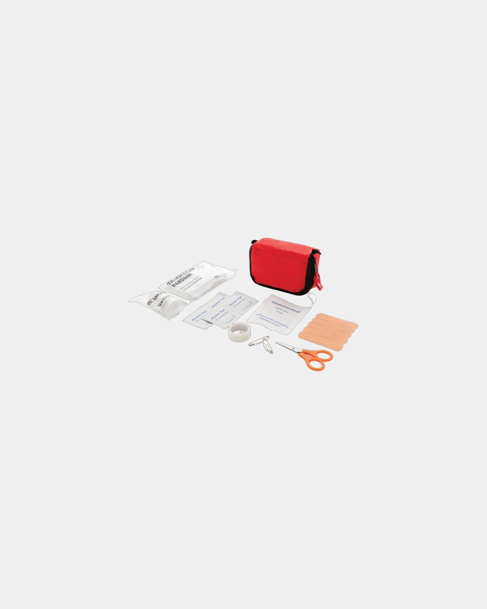 EHBO-set polyester met riemlus om te personaliseren - Rood