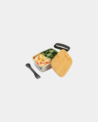 Lunchbox rvs met bamboe deksel 0,9L om te personaliseren - 1
