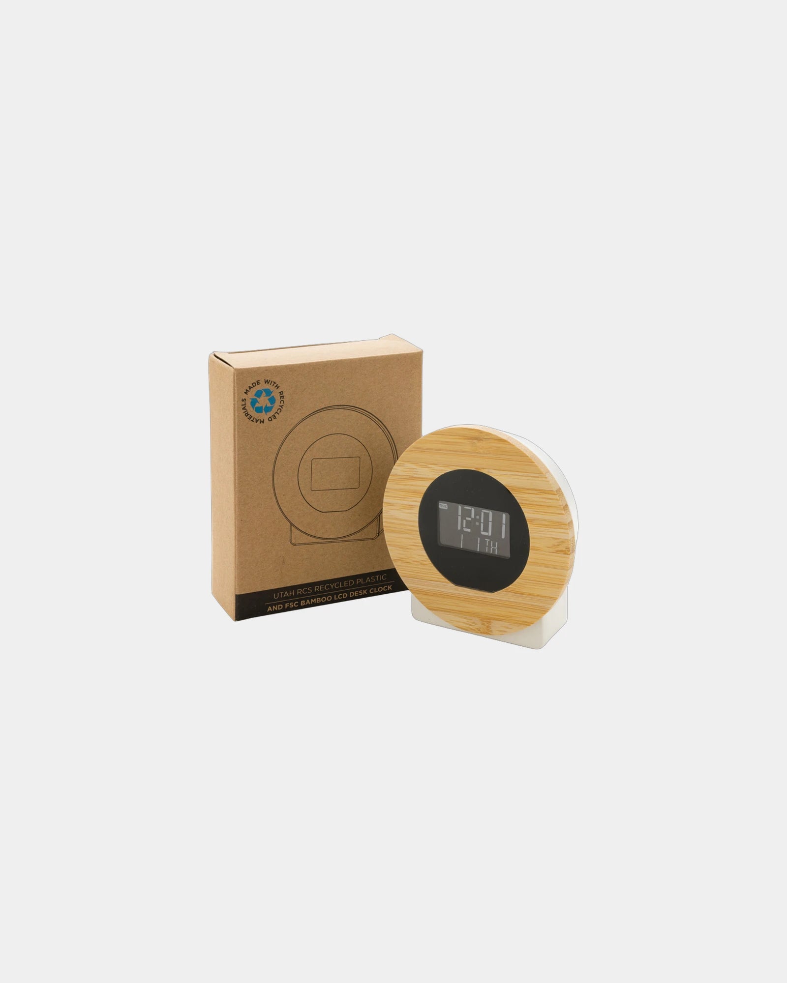 LED-klok van gerecycled bamboe RCS om te personaliseren - 3
