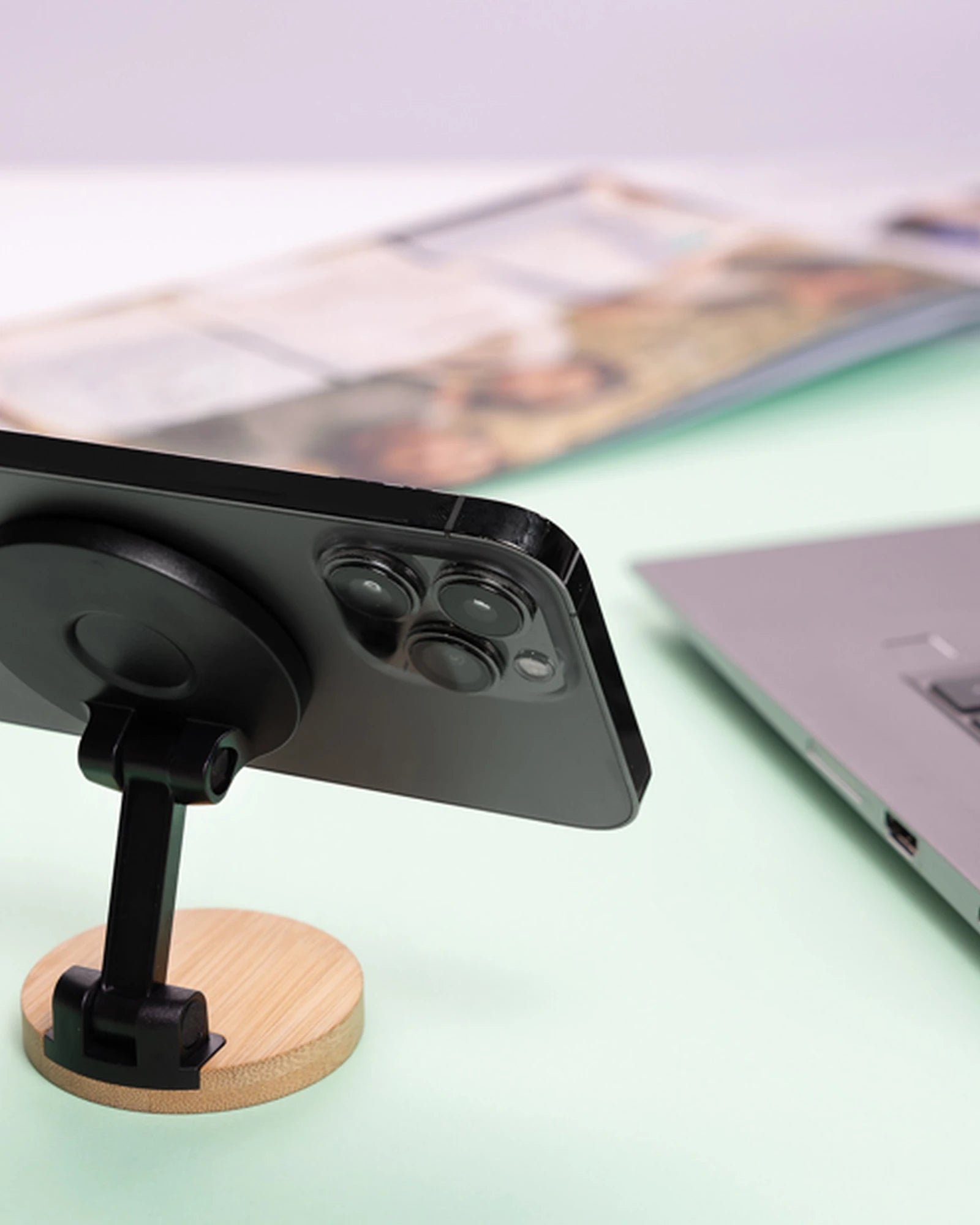 Telefoonhouder gerecycled RCS en bamboe om te personaliseren - 6