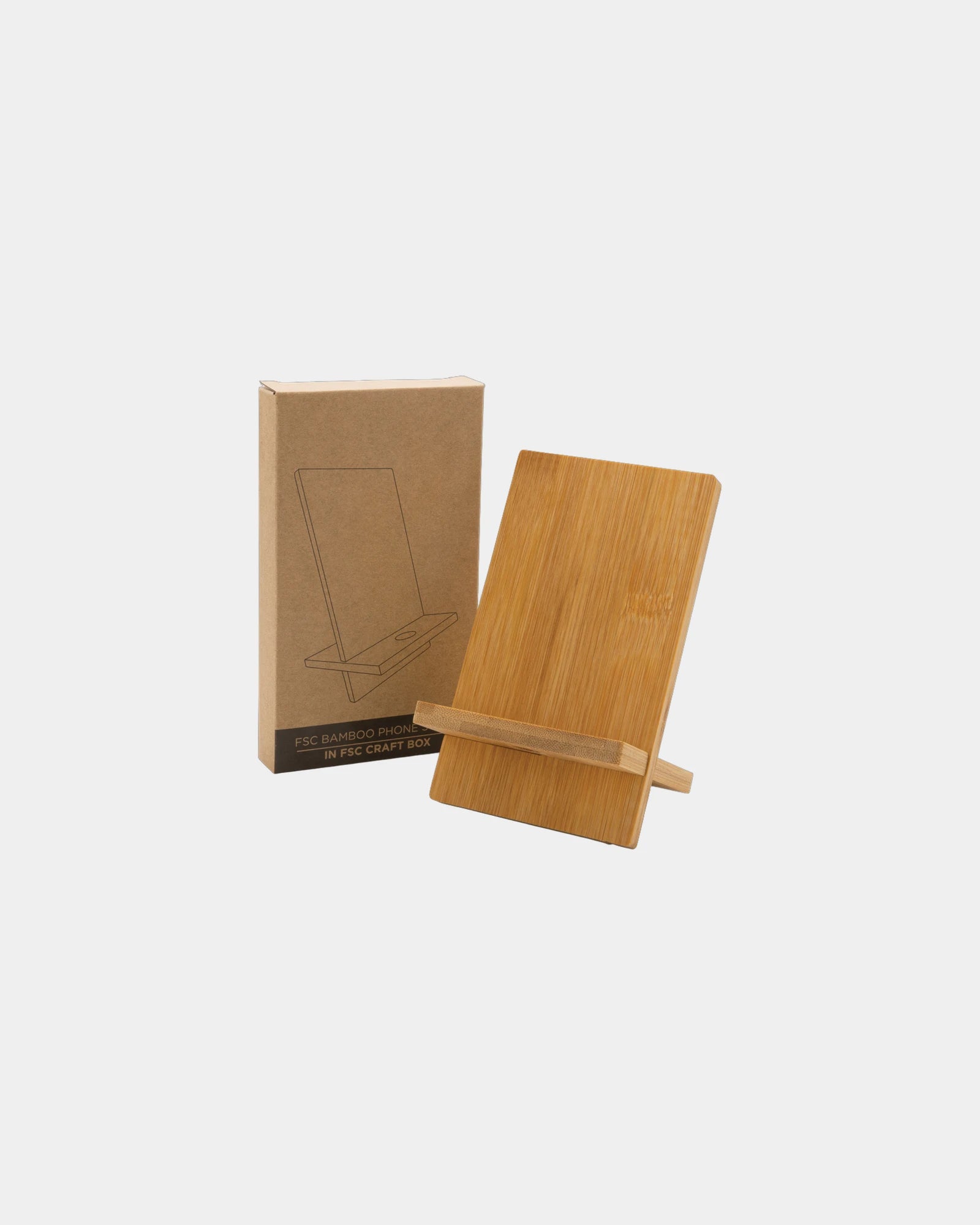 Telefoonhouder FSC-bamboe met kraftbox om te personaliseren - 2