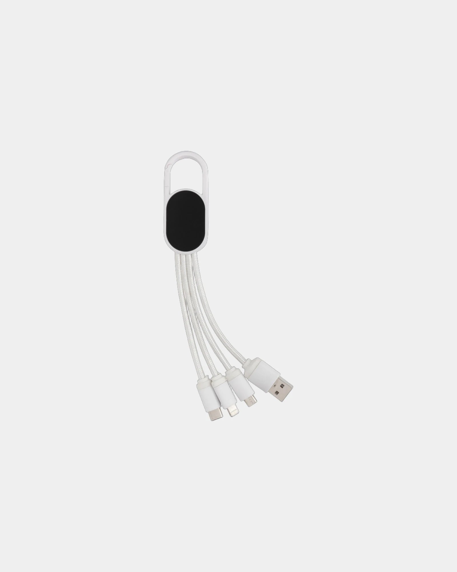 Multikabel 4-in-1 met karabijnhaak om te personaliseren - Wit