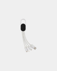 Multikabel 4-in-1 met karabijnhaak om te personaliseren - Wit
