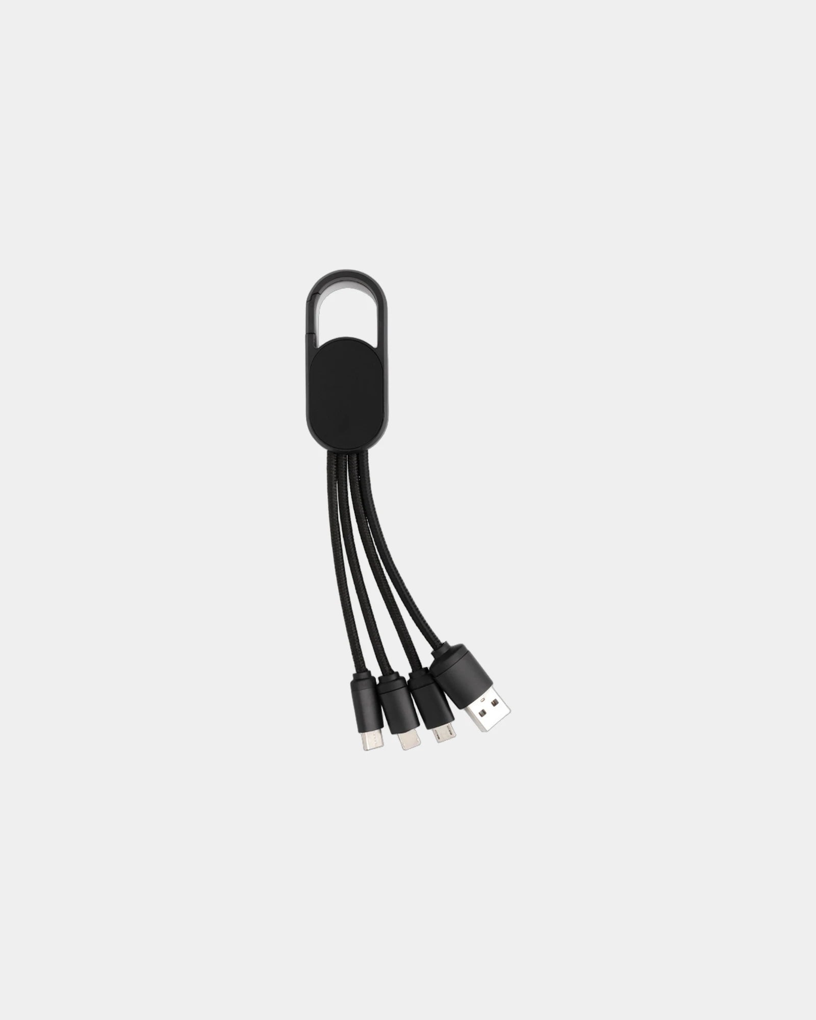 Multikabel 4-in-1 met karabijnhaak om te personaliseren - Zwart
