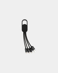 Multikabel 4-in-1 met karabijnhaak om te personaliseren - Zwart
