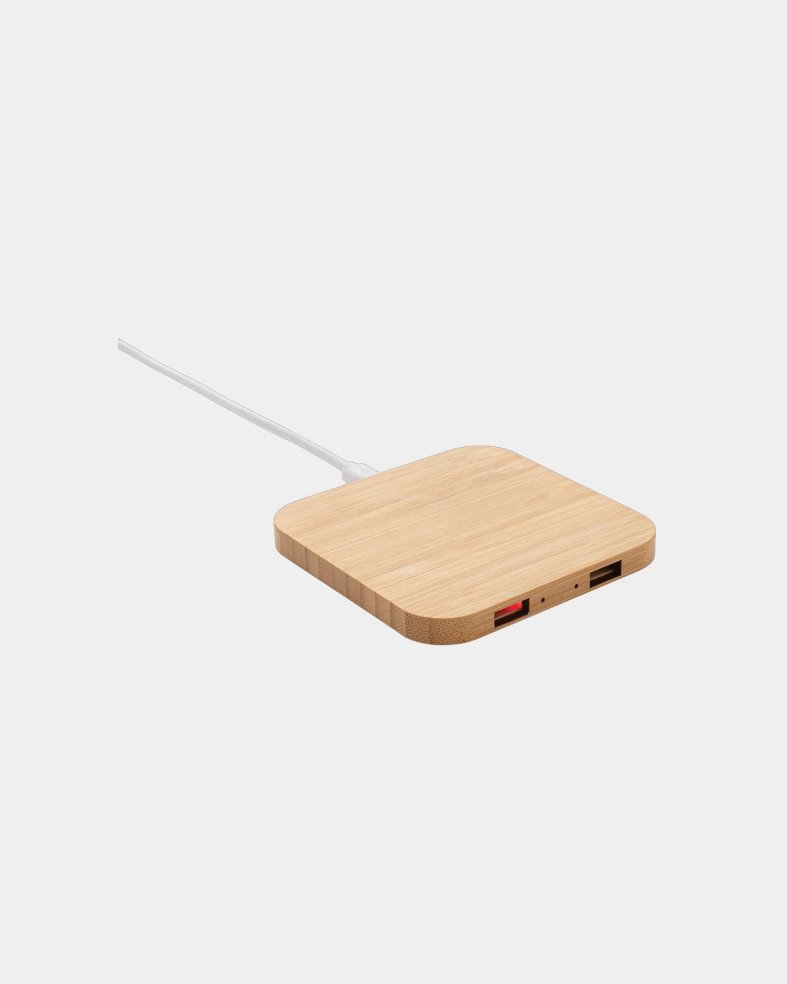 Draadloze oplader bamboe FSC USB om te personaliseren - Bruin