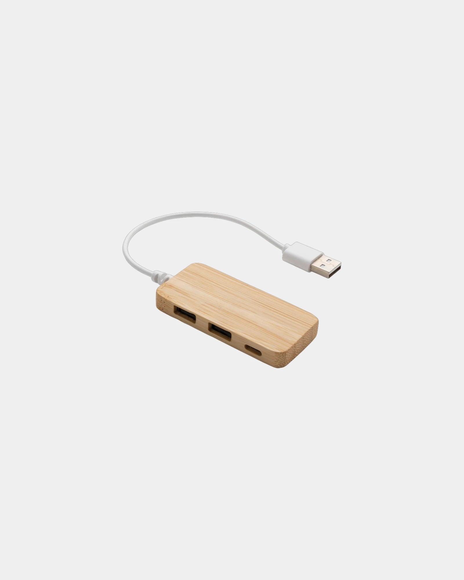 Hub bamboe USB-C met 2 USB-A poorten om te personaliseren - Bruin