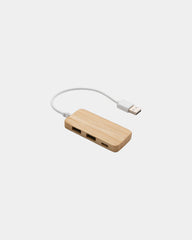 Hub bamboe USB-C met 2 USB-A poorten om te personaliseren - Bruin