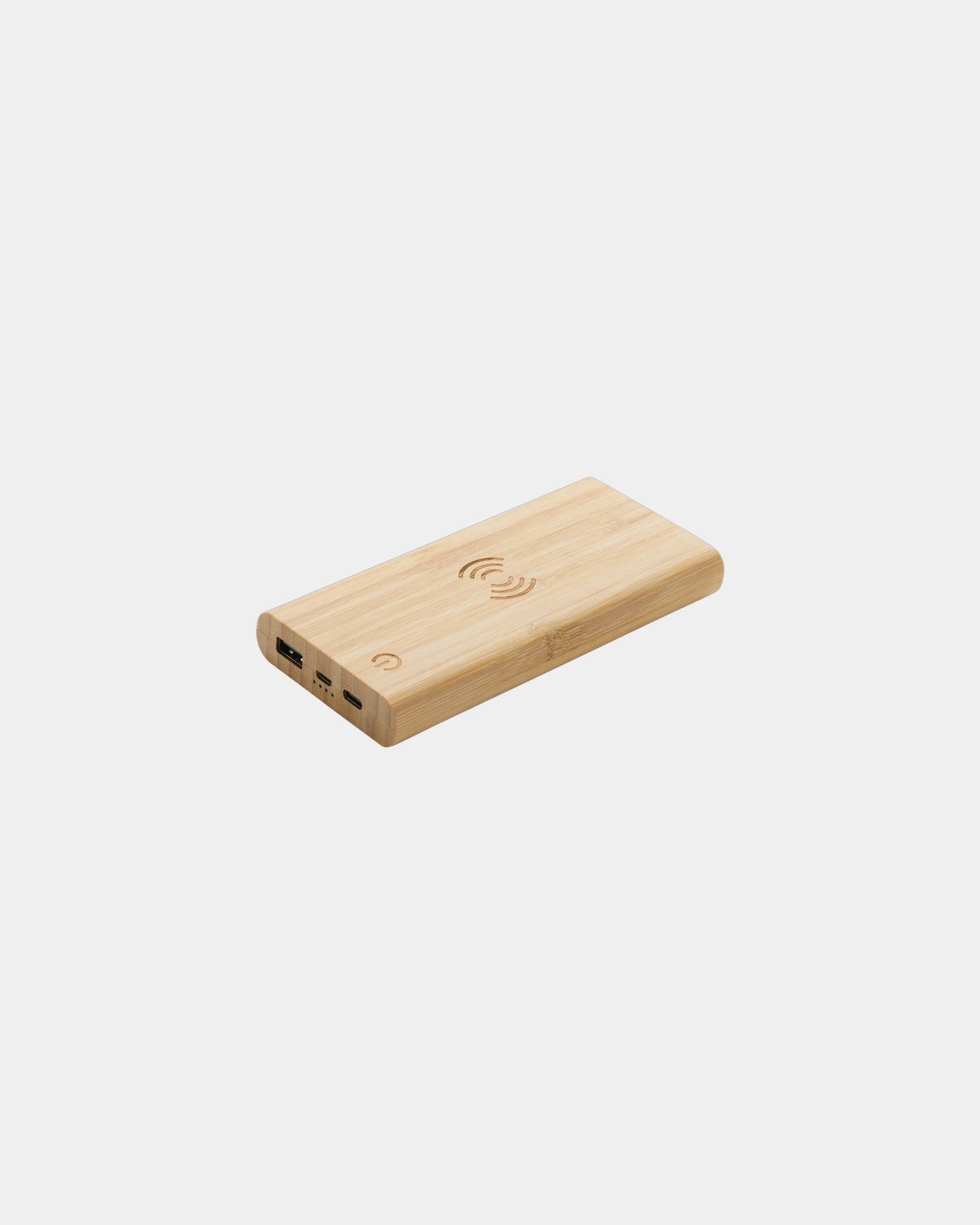 Powerbank bamboe FSC 8000 mAh draadloos om te personaliseren - Bruin