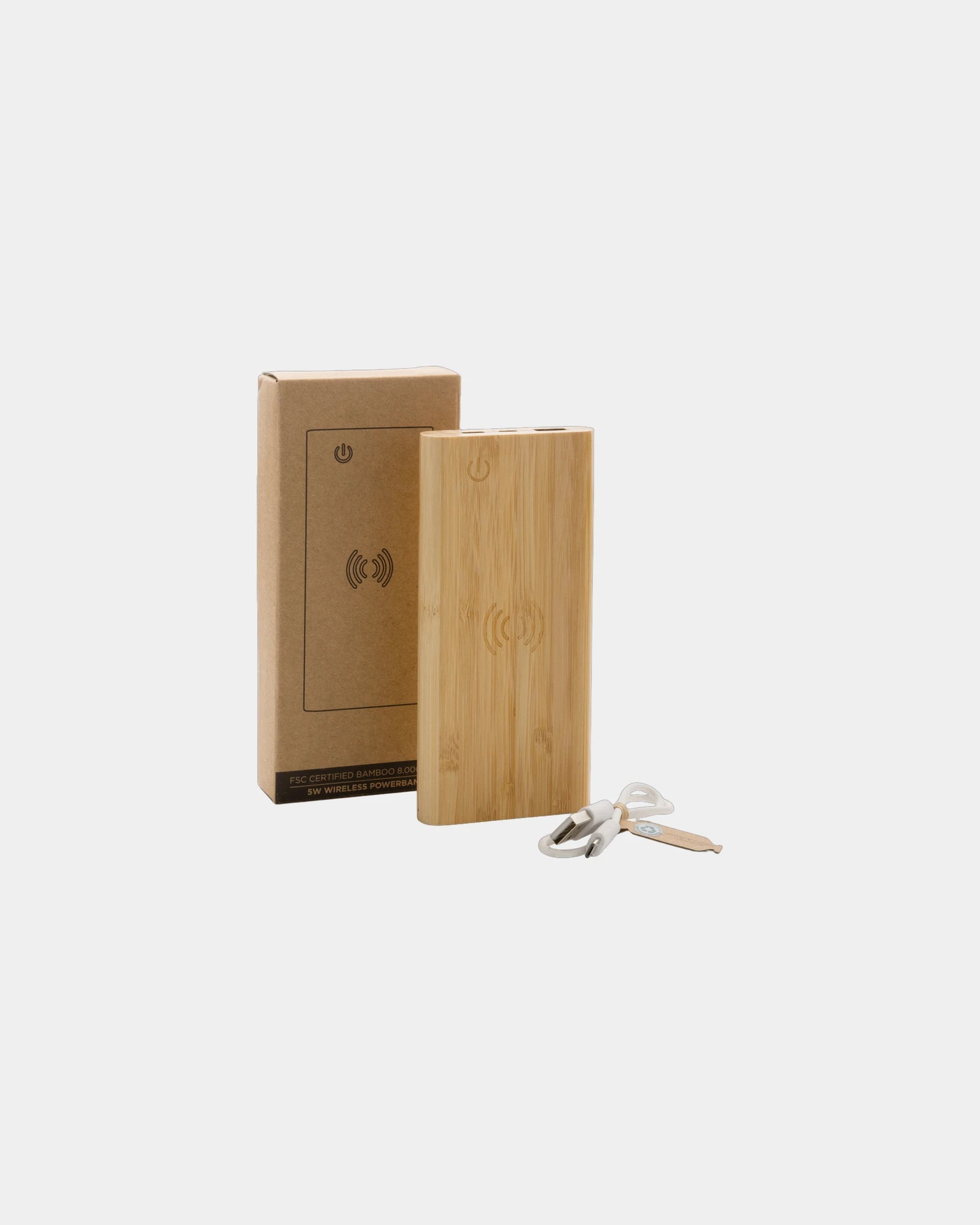 Powerbank bamboe FSC 8000 mAh draadloos om te personaliseren - 5