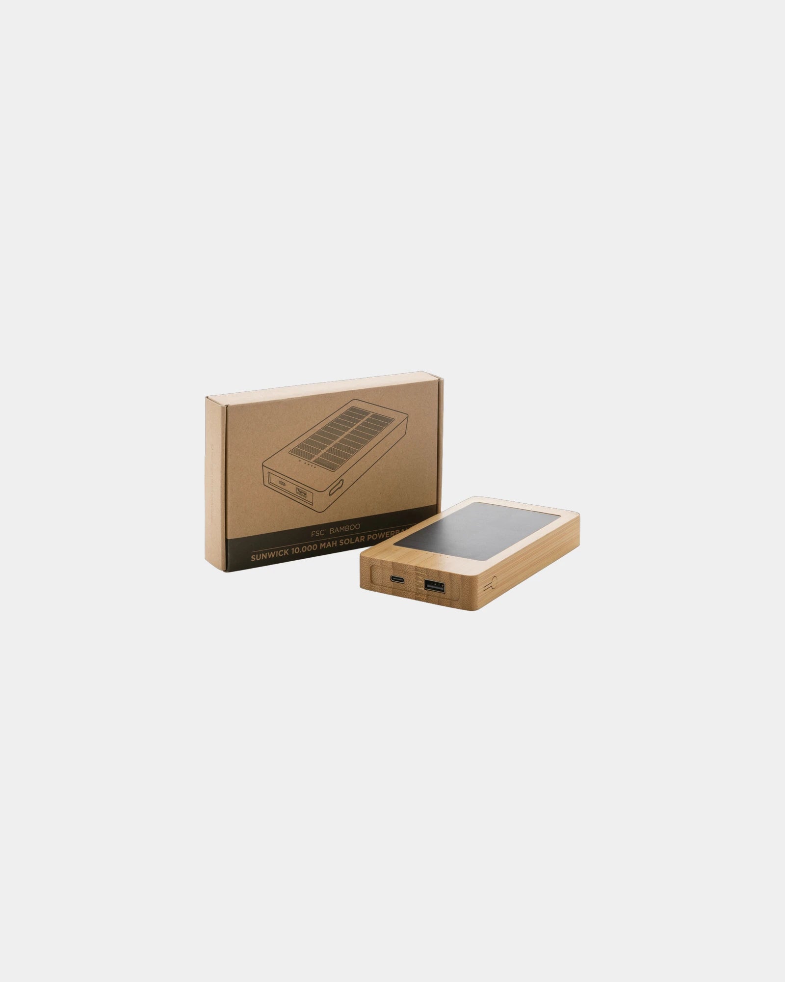 Powerbank zonne-energie bamboe FSC om te personaliseren - 4