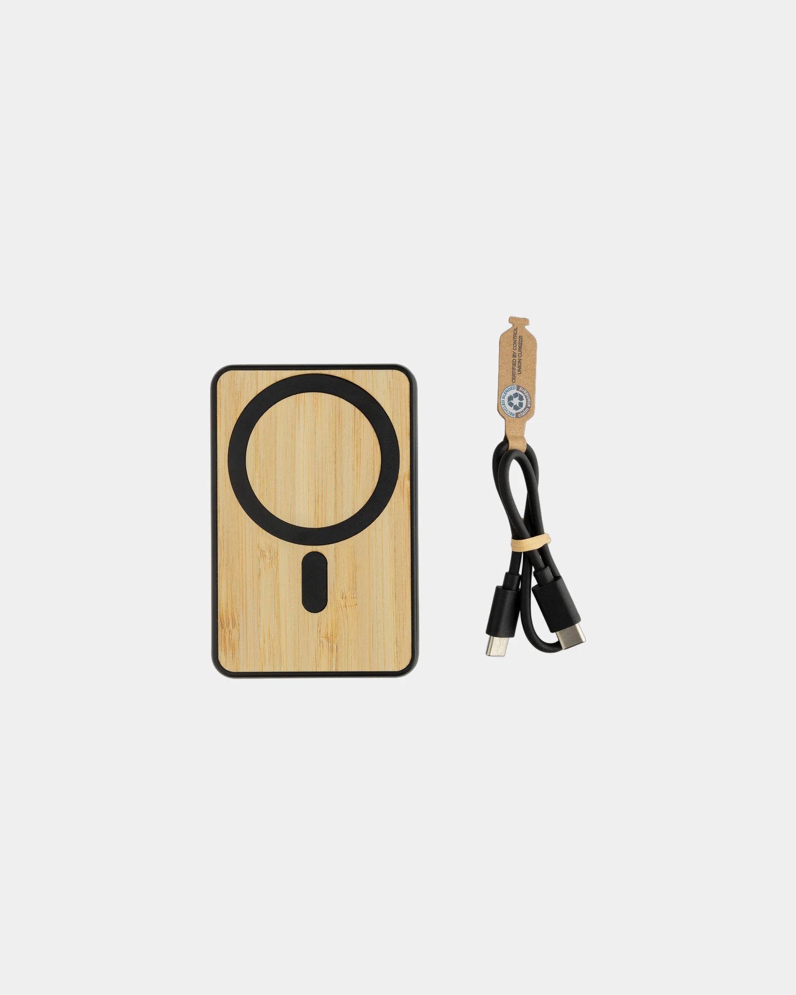 Powerbank magnetisch bamboe en RCS ABS om te personaliseren - Zwart