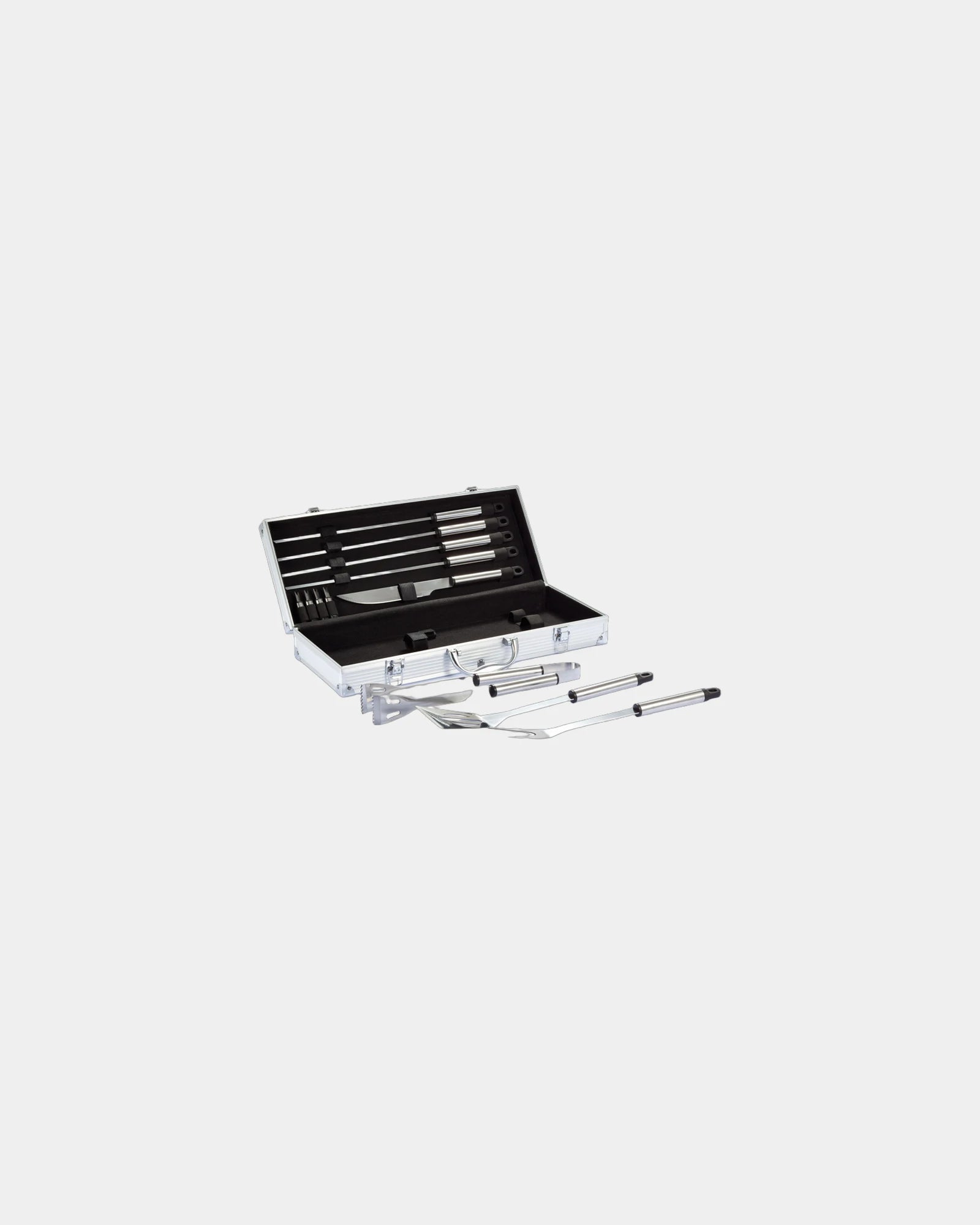 BBQ-set 12-delig rvs aluminium koffer om te personaliseren - Zilver