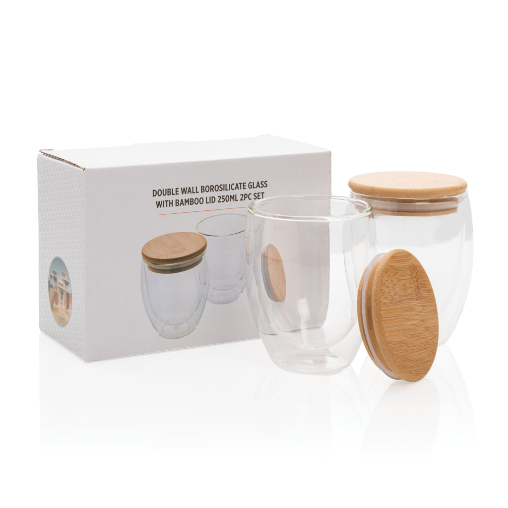Glazenset dubbelwandig 250ml met bamboe om te personaliseren - 5