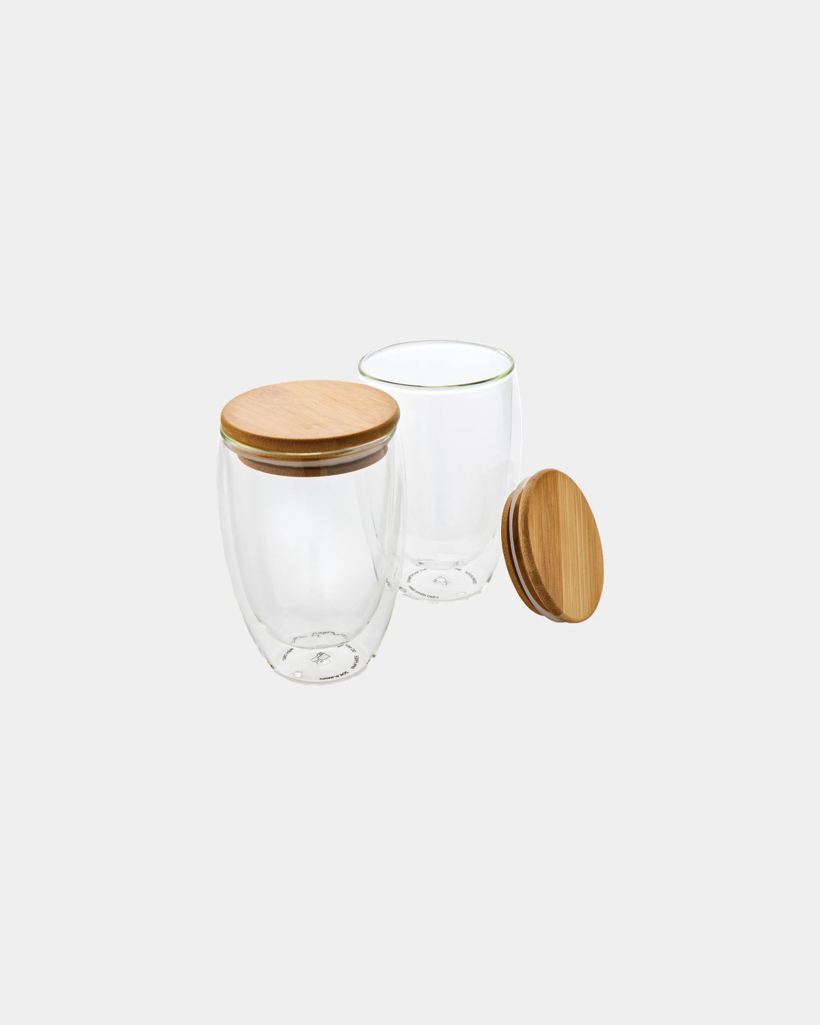Glazenset dubbelwandig 350ml met bamboe om te personaliseren - Transparant