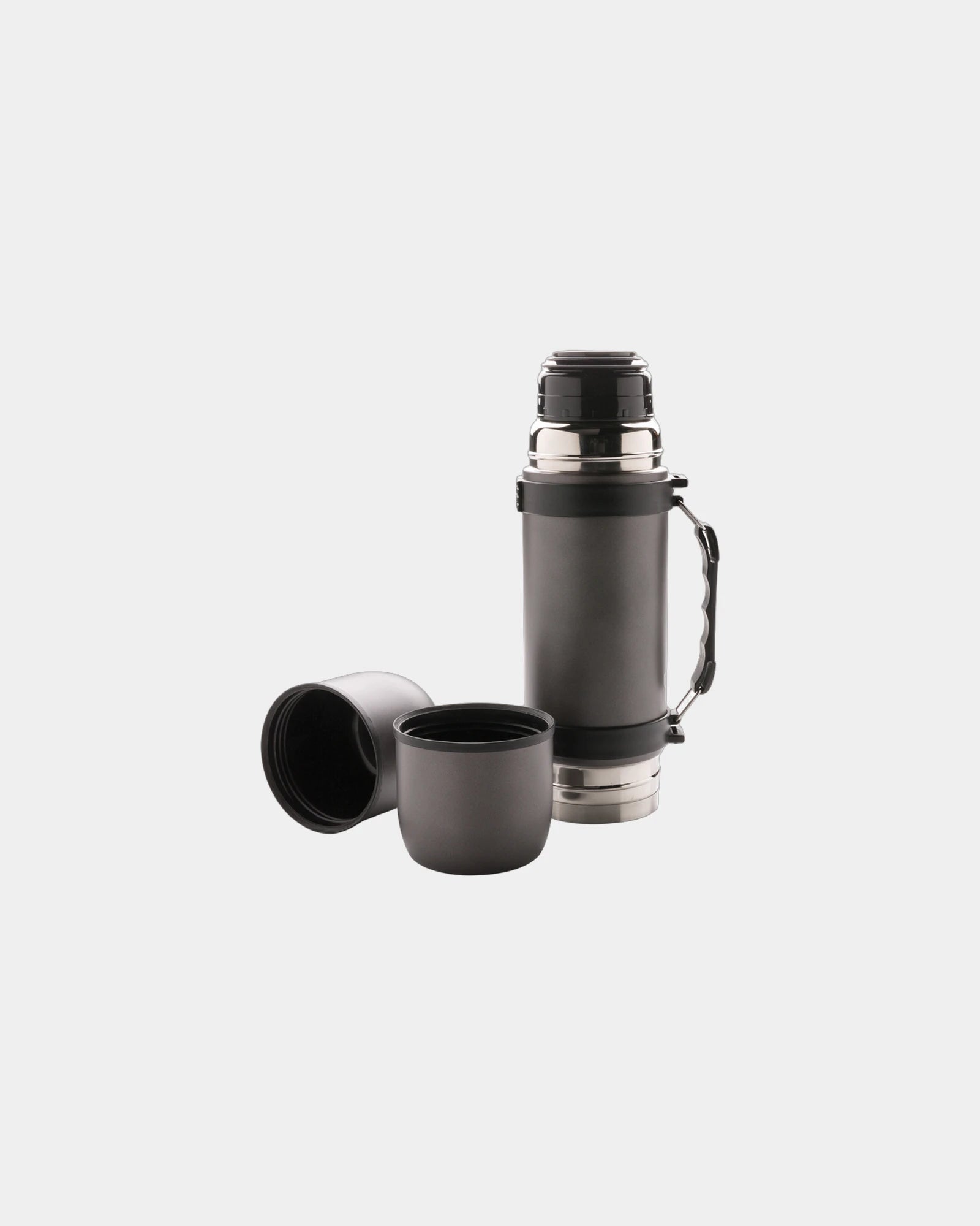 Thermosfles rvs 700ml met 2 bekers om te personaliseren - Grijs