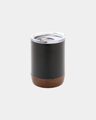 Koffiekop gerecycled RVS en kurk 180ml om te personaliseren - Zwart