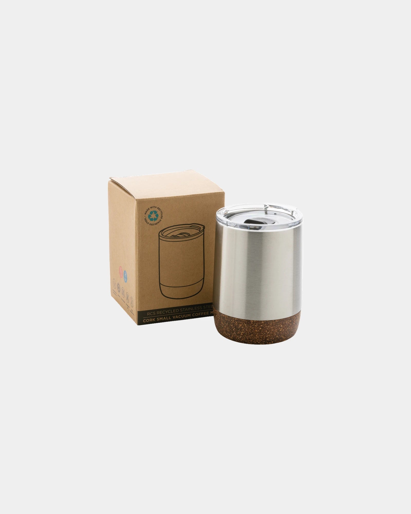 Koffiekop gerecycled RVS en kurk 180ml om te personaliseren