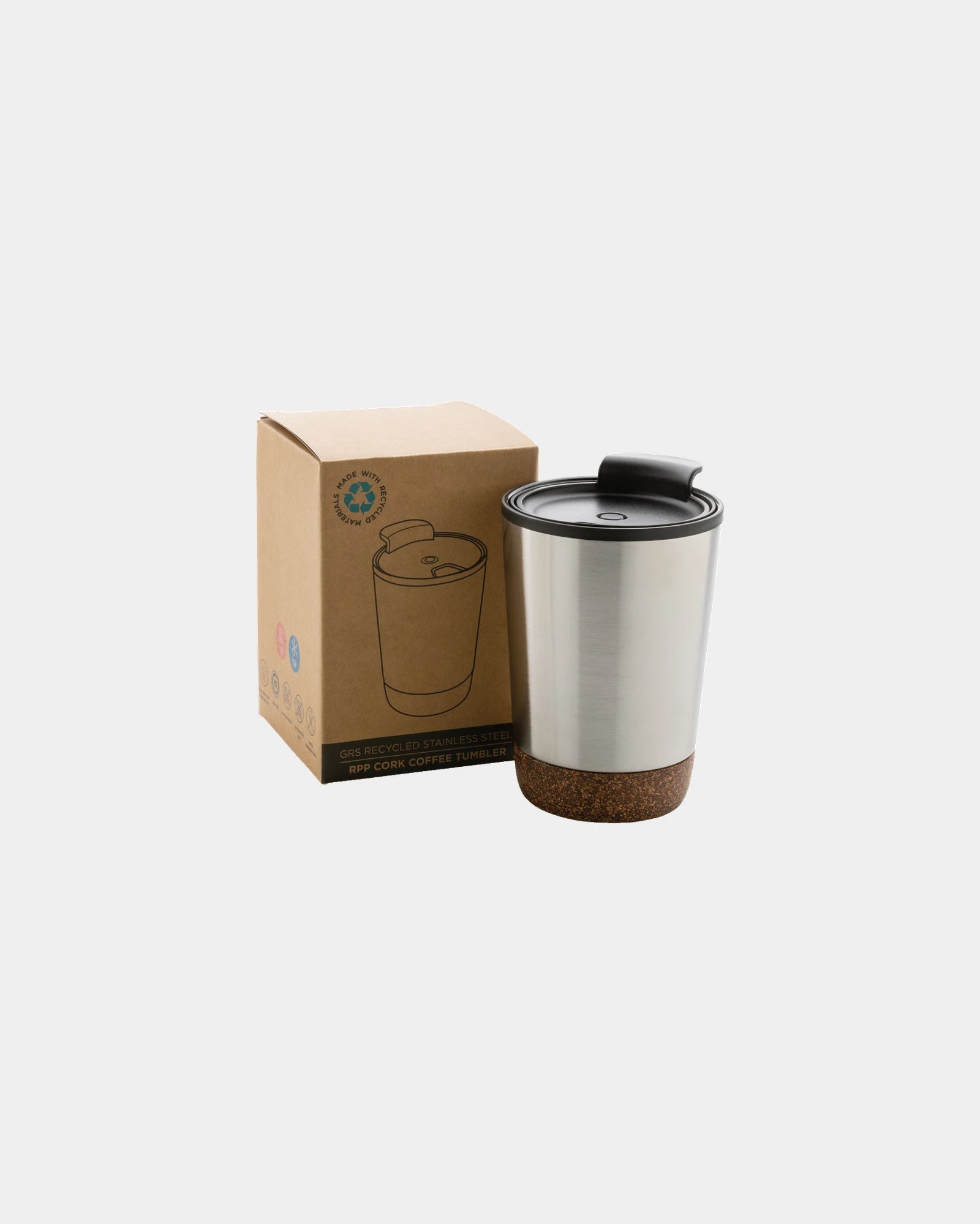 Koffiemok gerecycled kurk en rvs 300ml om te personaliseren