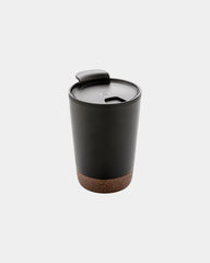 Koffiemok gerecycled kurk en rvs 300ml om te personaliseren - Zwart