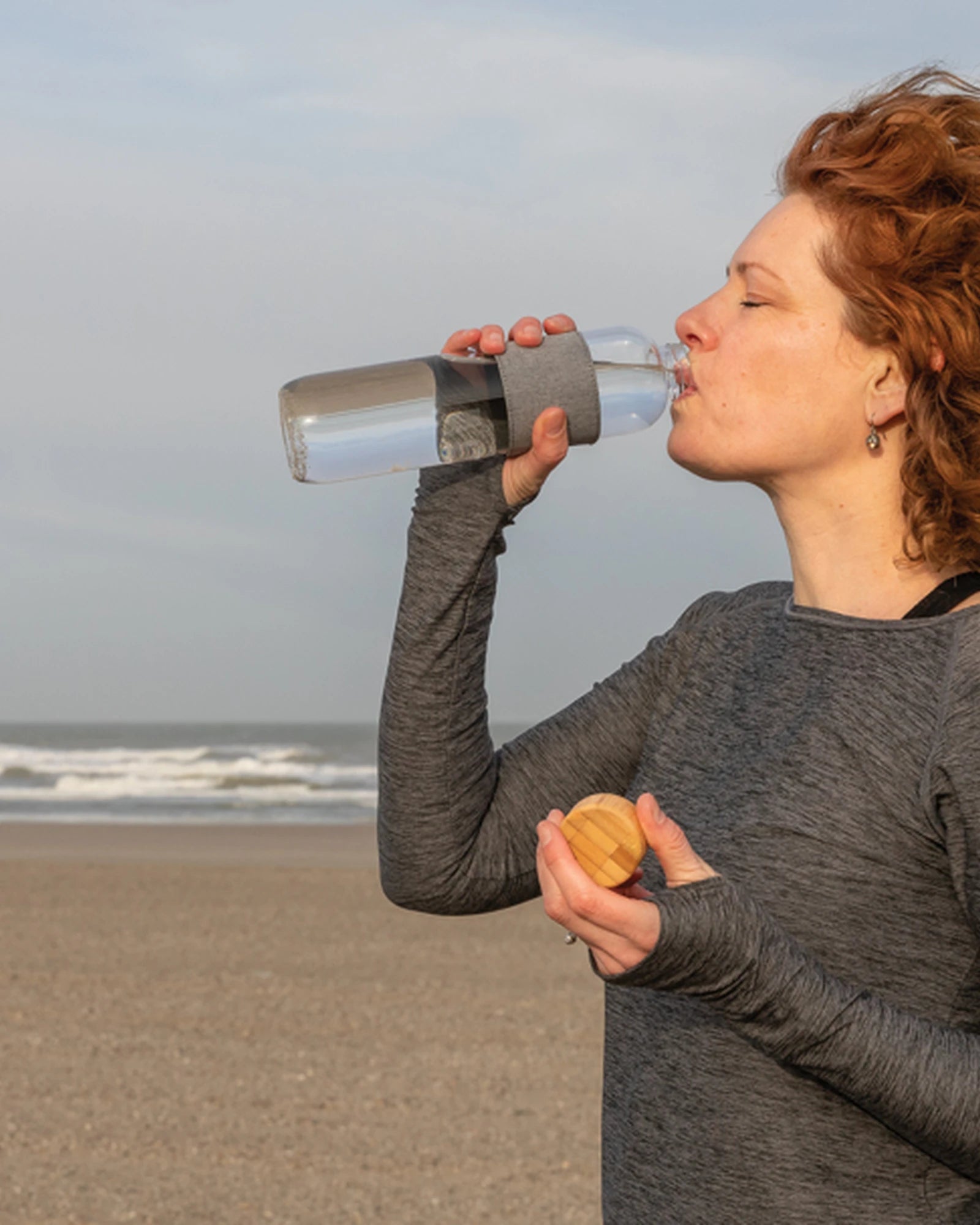 Drinkfles glas bamboe deksel 750ml om te personaliseren - 5